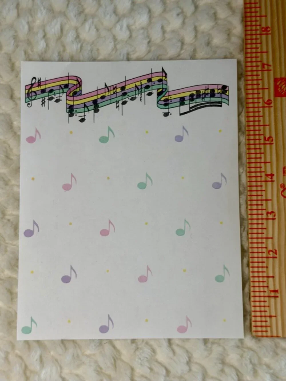 Vintage Multi Color Music Note Stationary Paper (4 Sheets)